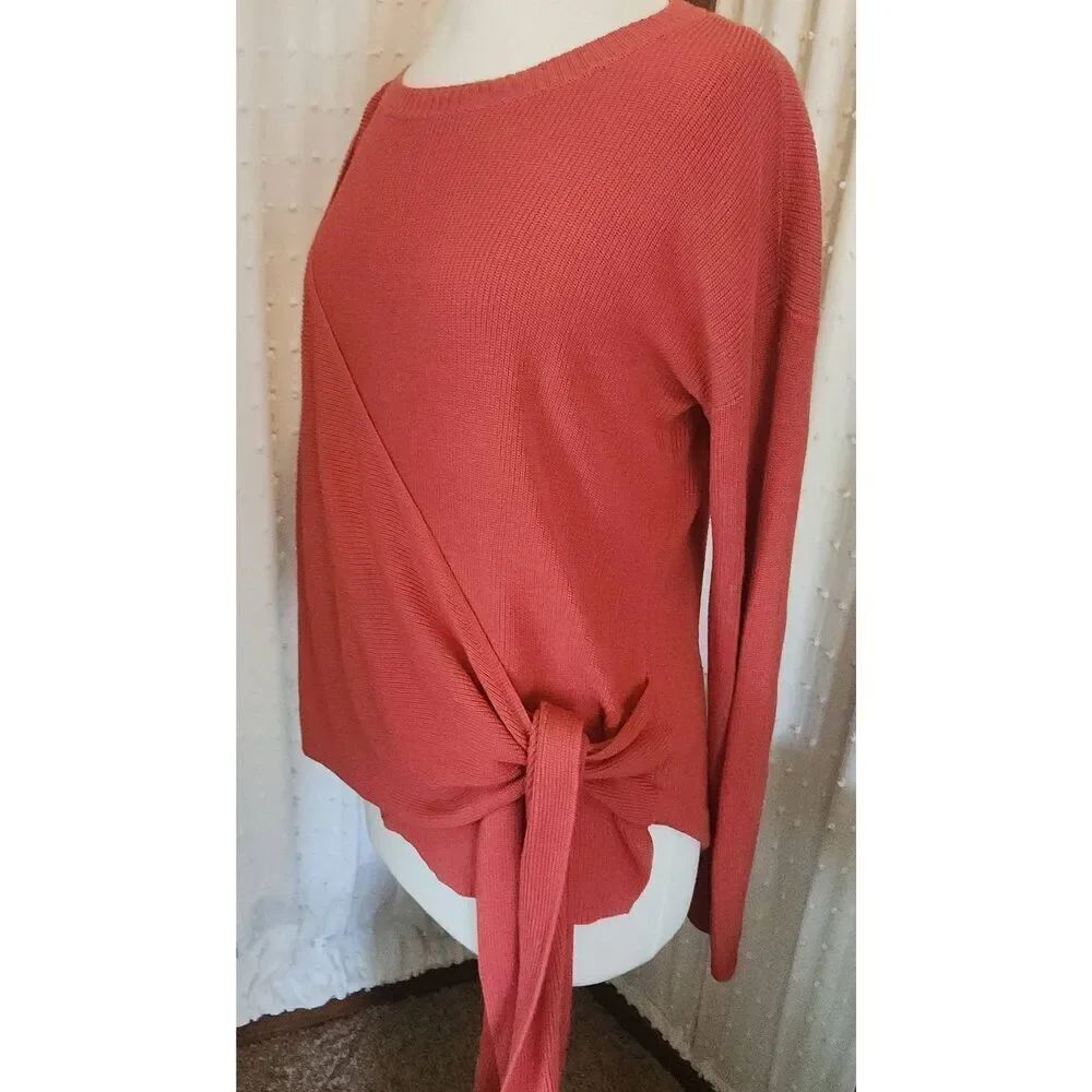 S43 Tribal sweater with side tie Orange, fall, pumpkin colors